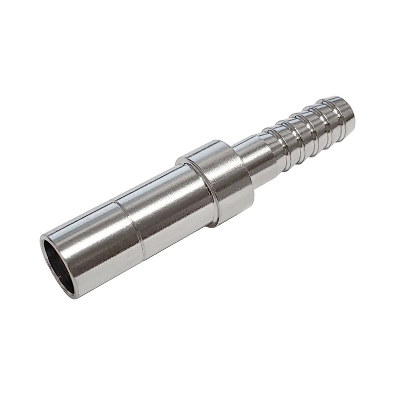 Push-In Adapter - 304 Stainless Steel - 1/4" Hose Barb X 3/8" Push-In Stem