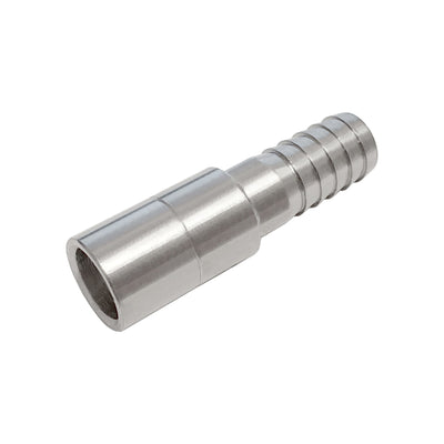 Push-In Adapter - 304 Stainless Steel - 3/8" Hose Barb X 1/2" Push-In Stem