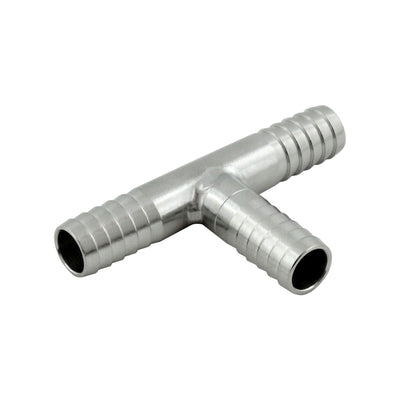3/8" Barb 304 Stainless Steel Tee Fitting | 3-Way Hose Splitter for Beverage & Gas Lines