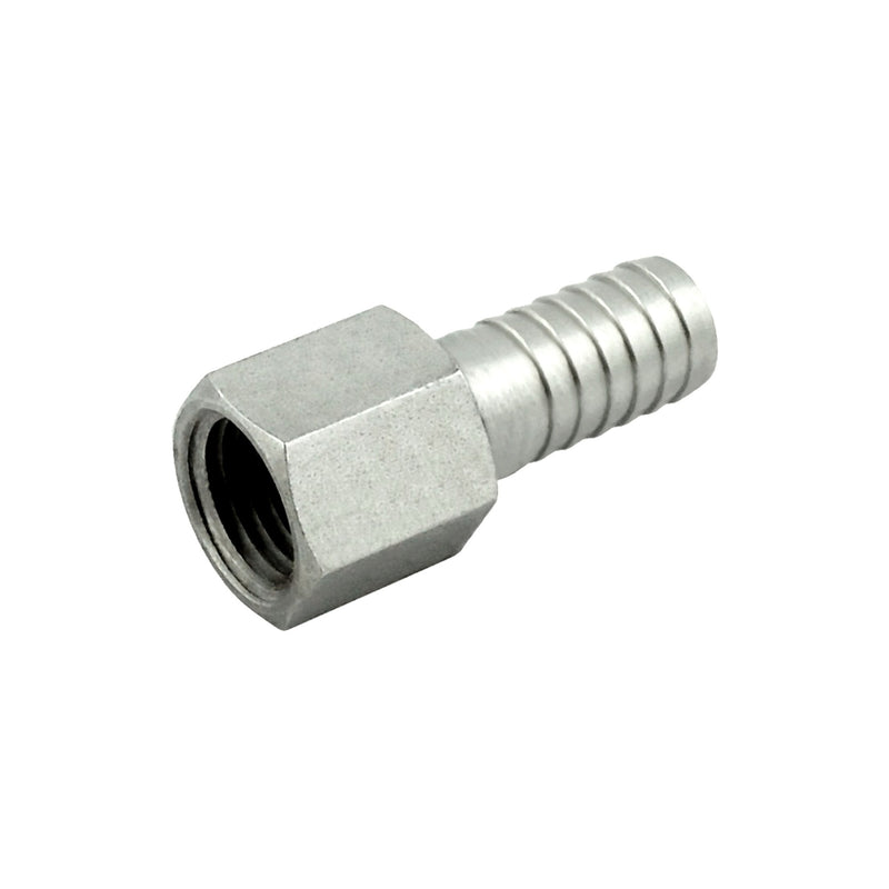Hex Adapter - 304 Stainless Steel - 1/4"Female Pipe Thread (FPT) X 3/8" Hose Barb
