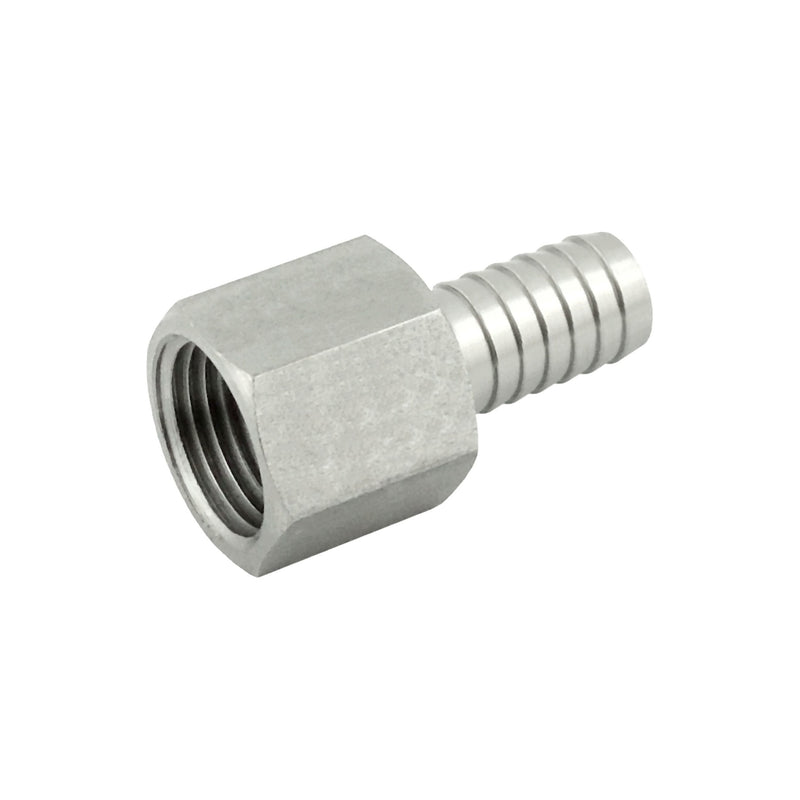 Hex Adapter - 304 Stainless Steel - 1/4"Female Pipe Thread (FPT) X 1/4" Hose Barb