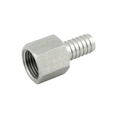 Hex Adapter - 304 Stainless Steel - 1/4"Female Pipe Thread (FPT) X 1/4" Hose Barb