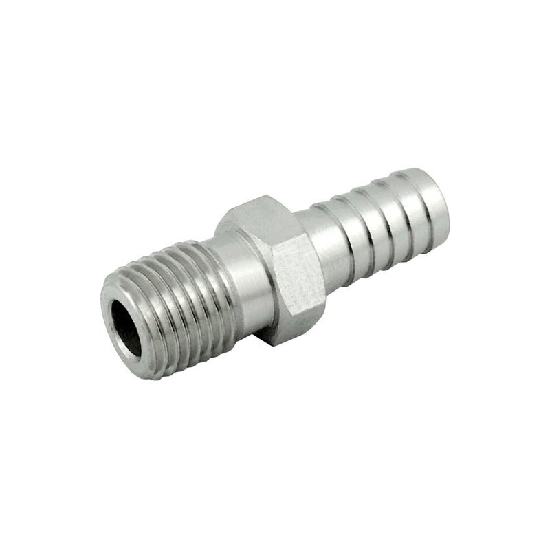 Hose Barb Adapter - 304 Stainless Steel - 1/4" Hose Barb X 1/8"Male Pipe Thread (MPT)