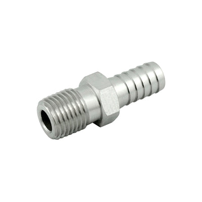 Hose Barb Adapter - 304 Stainless Steel - 1/4" Hose Barb X 1/8"Male Pipe Thread (MPT)