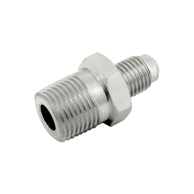 Hex Adapter - 304 Stainless Steel - 1/4"Male Flare (MFL) X 3/8"Male Pipe Thread (MPT)