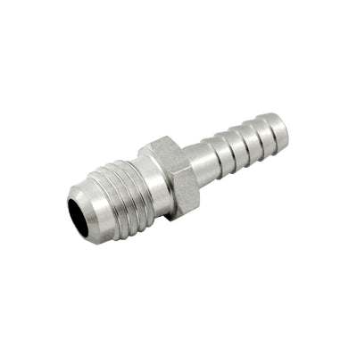 Hose Stem - 304 Stainless Steel - 1/2"-16 Male Flare (MFL) X 1/4" Hose Barb
