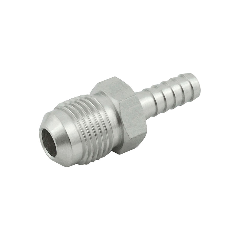 Hose Stem - 304 Stainless Steel - 3/8"Male Flare (MFL) X 1/4" Hose Barb