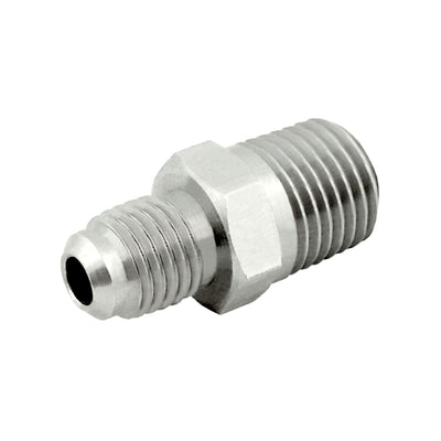 Hex Adapter - 304 Stainless Steel - 1/4"Male Flare (MFL) X 1/4"Male Pipe Thread (MPT)