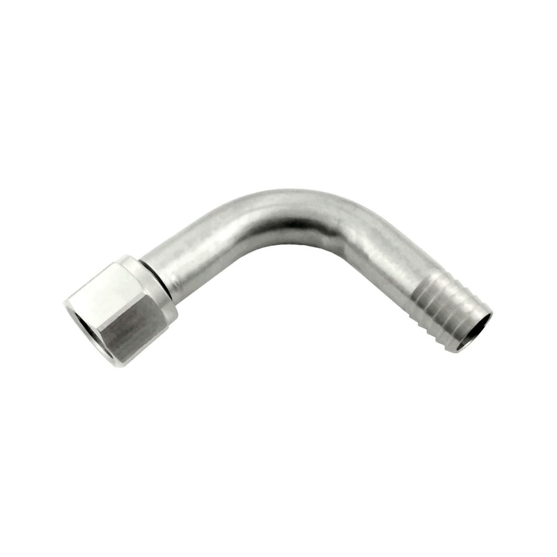 90° Swivel Elbow - 304 Stainless Steel - 3/8"Female Flare (FFL) Nut X 1/2" Hose Barb