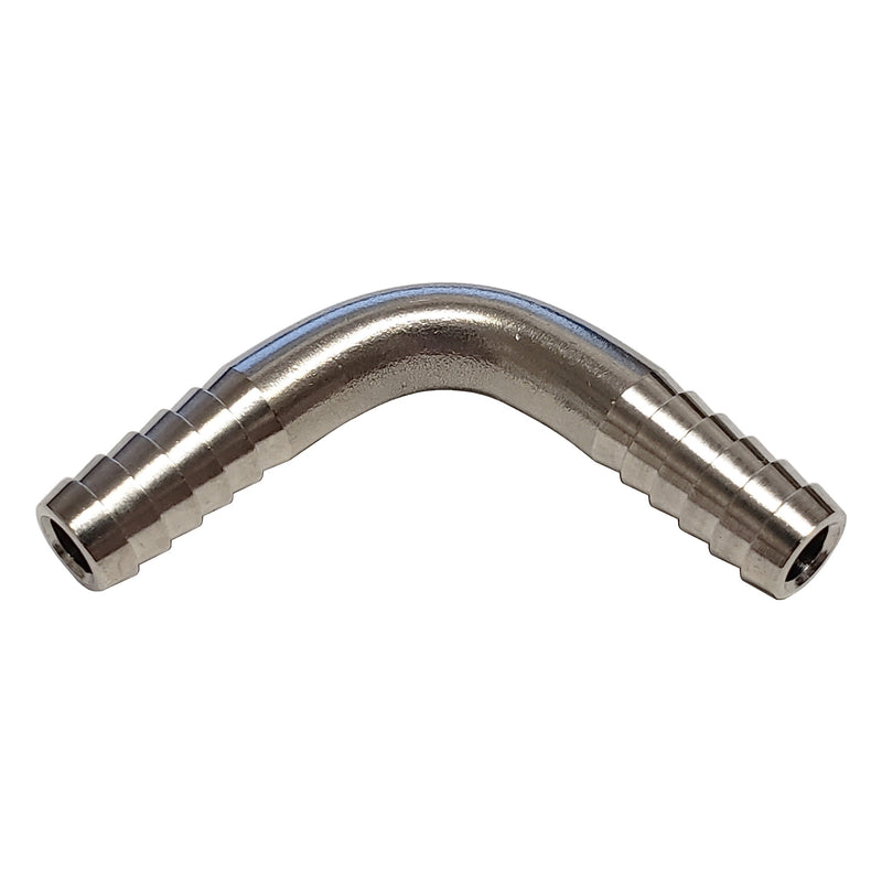 90° Splicer - 304 Stainless Steel - 1/4" Hose Barb X 1/4" Hose Barb