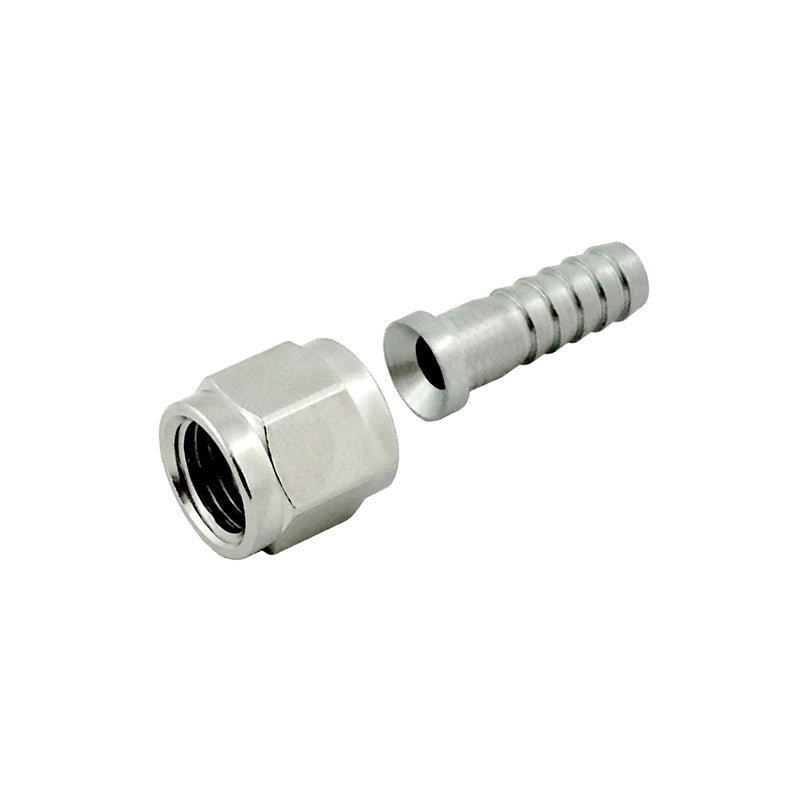 1/4" Barb x 1/4" FFL Swivel Nut & Stem Set - 304 Stainless Steel Female Flare Fitting