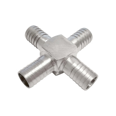Cross - 304 Stainless Steel - 1/2" Hose Barb X 1/2" Hose Barb