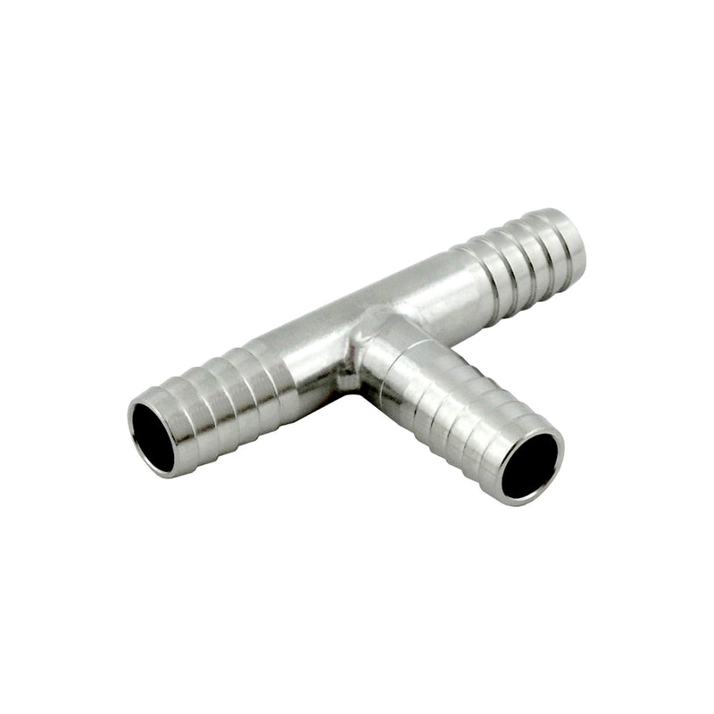 304 Stainless Steel 5/16" Hose Barb Tee - 3-Way Sanitary Splicer