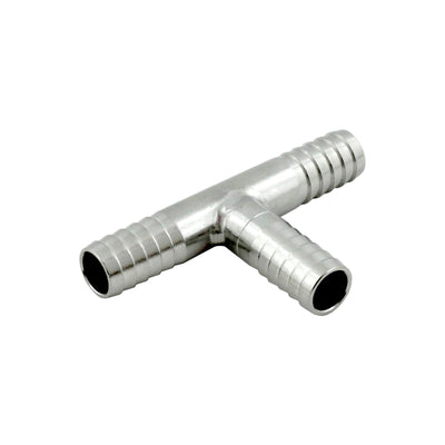 304 Stainless Steel 5/16" Hose Barb Tee - 3-Way Sanitary Splicer