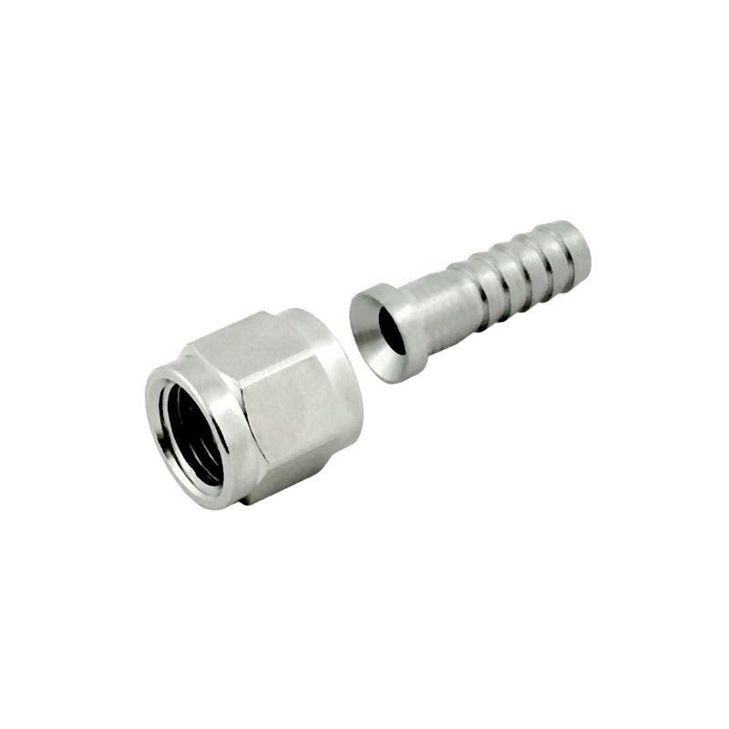 304 Stainless Steel Swivel Nut and Stem Set - 1/4" Barb x 1/4" FFL