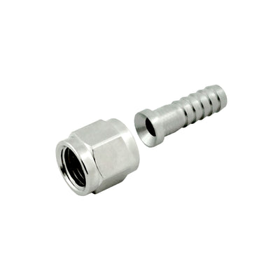 304 Stainless Steel Swivel Nut and Stem Set - 1/4" Barb x 1/4" FFL