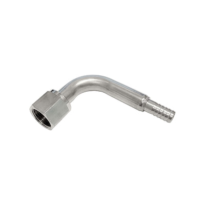 90° Swivel Elbow - 304 Stainless Steel - 1/2"Female Flare (FFL) Nut X 3/8" Hose Barb