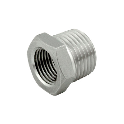 Hex Bushing - 304 Stainless Steel - 1/8"Female Pipe Thread (FPT) X 1/4"Male Pipe Thread (MPT)