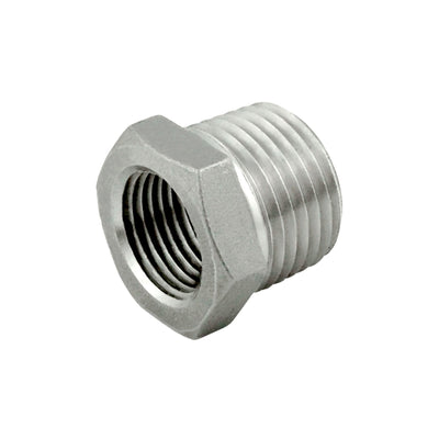 Hex Bushing - 304 Stainless Steel - 1/4"Female Pipe Thread (FPT) X 3/8"Male Pipe Thread (MPT)