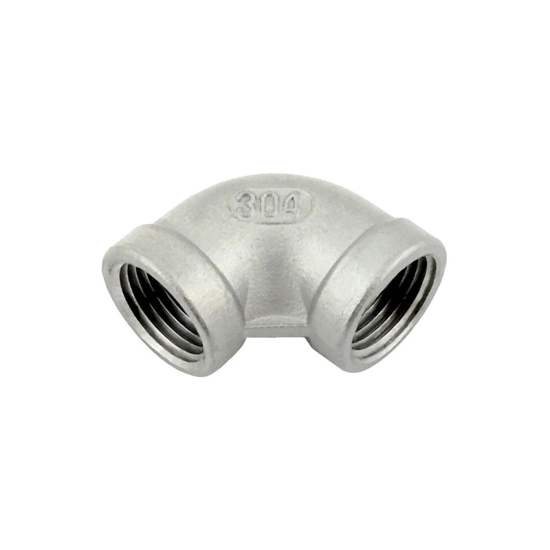 90° Elbow - 304 Stainless Steel - 3/8"Female Pipe Thread (FPT) X 3/8"Female Pipe Thread (FPT)