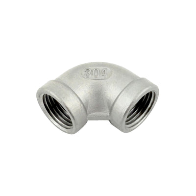 90° Elbow - 304 Stainless Steel - 3/8"Female Pipe Thread (FPT) X 3/8"Female Pipe Thread (FPT)
