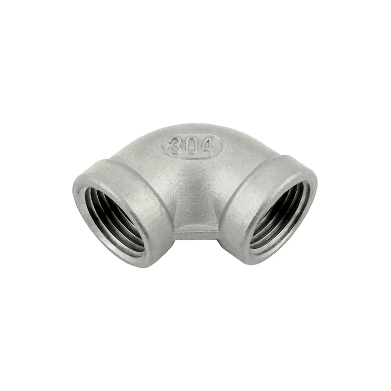 90° Elbow - 304 Stainless Steel - 1/2"Female Pipe Thread (FPT) X 1/2"Female Pipe Thread (FPT)