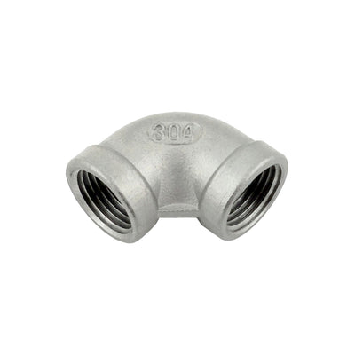 90° Elbow - 304 Stainless Steel - 1/2"Female Pipe Thread (FPT) X 1/2"Female Pipe Thread (FPT)
