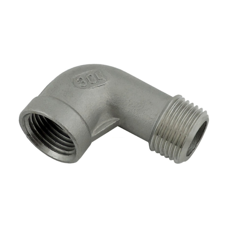 90° Elbow - 304 Stainless Steel - 3/4"Male Pipe Thread (MPT) X 3/4"Female Pipe Thread (FPT)