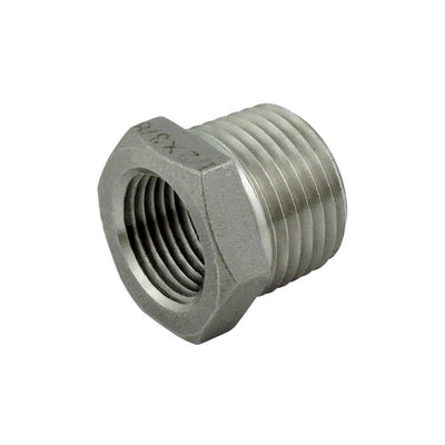 Hex Bushing - 304 Stainless Steel - 1/2"Female Pipe Thread (FPT) X 3/4"Male Pipe Thread (MPT)