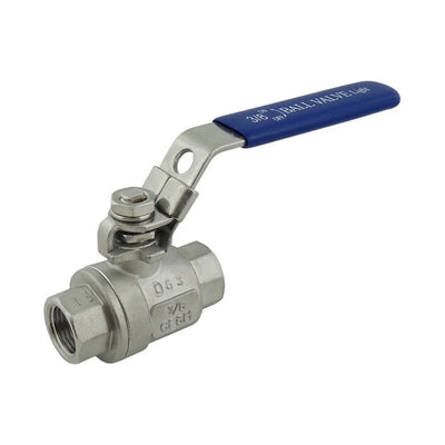 Ball Valve-Full Port - 304 Stainless Steel - 3/8"Female Pipe Thread (FPT) X 3/8"Female Pipe Thread (FPT)