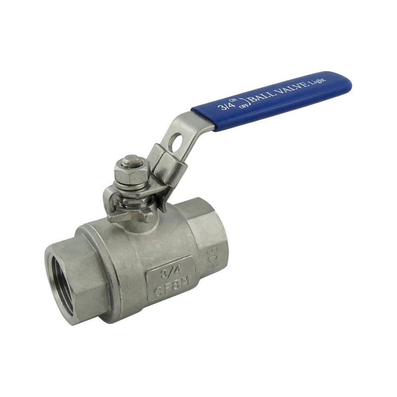 Ball Valve - 304 Stainless Steel - 3/4"Female Pipe Thread (FPT) X 3/4"Female Pipe Thread (FPT) Full Port