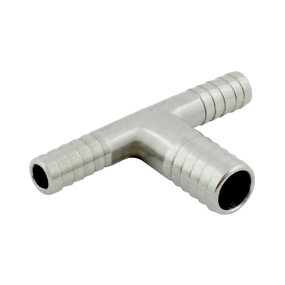 Thinwall Tee - 304 Stainless Steel - 1/4" Hose Barb X 1/4" Hose Barb X 3/8" Hose Barb