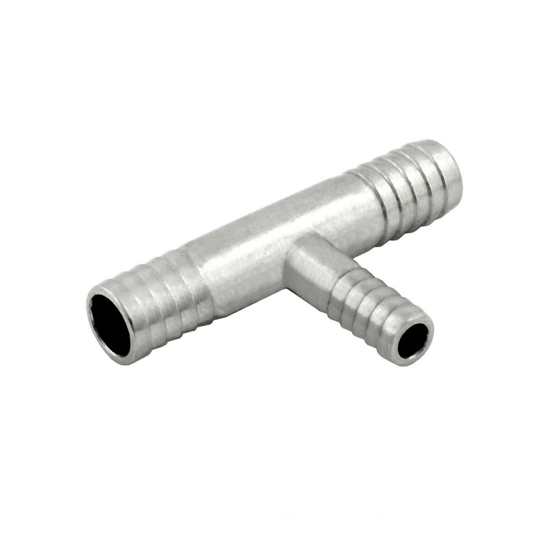 Thinwall Tee - 304 Stainless Steel - 3/8" Hose Barb X 3/8" Hose Barb X 1/4" Hose Barb