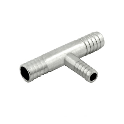 Thinwall Tee - 304 Stainless Steel - 3/8" Hose Barb X 3/8" Hose Barb X 1/4" Hose Barb