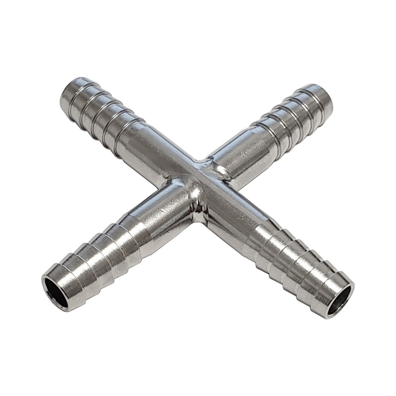 Thinwall Cross - 304 Stainless Steel - 1/4" Hose Barb-All
