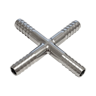 Thinwall Cross - 304 Stainless Steel - 1/4" Hose Barb-All
