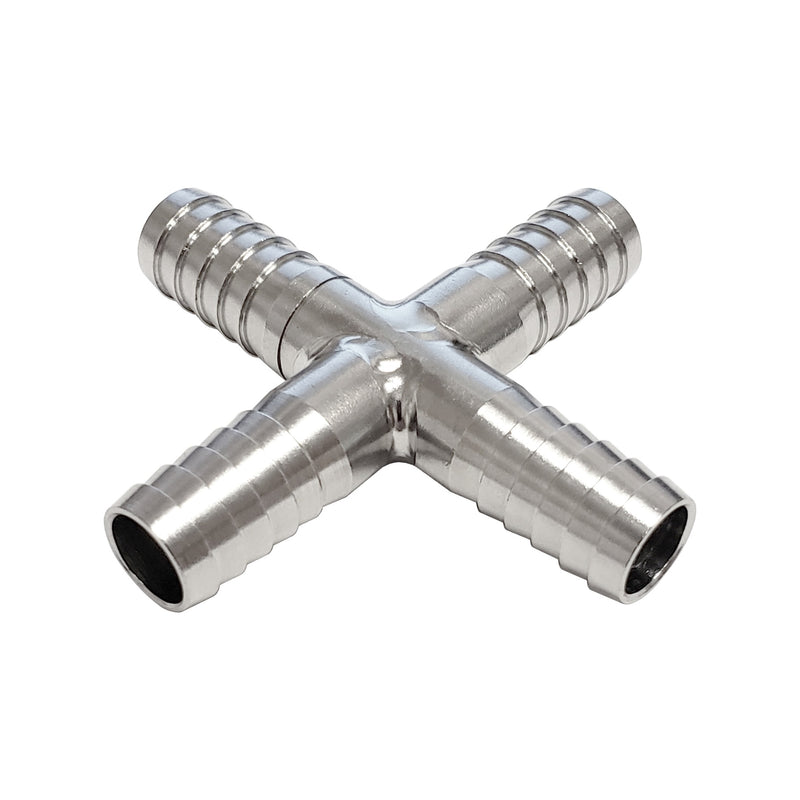 Thinwall Cross - 304 Stainless Steel - 3/8" Hose Barb-All