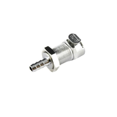 Female Panel Mnt Quick Disc - Heavy-Duty Brass - 1/4" Hose Barb W/Shutoff