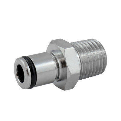 1/4" MPT Heavy-Duty Brass Male Quick Disconnect Plug - Straight-Through No Shut-Off