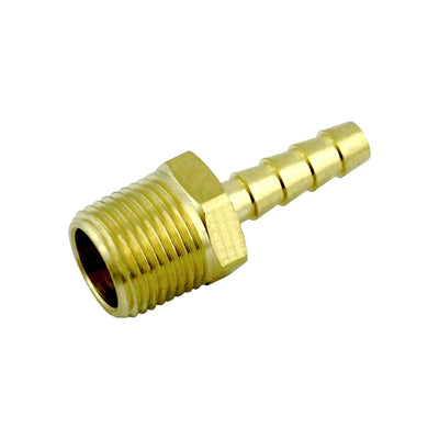 Hose Stem - Heavy-Duty Brass - 1/4" Hose Barb X 3/8"Male Pipe Thread (MPT)