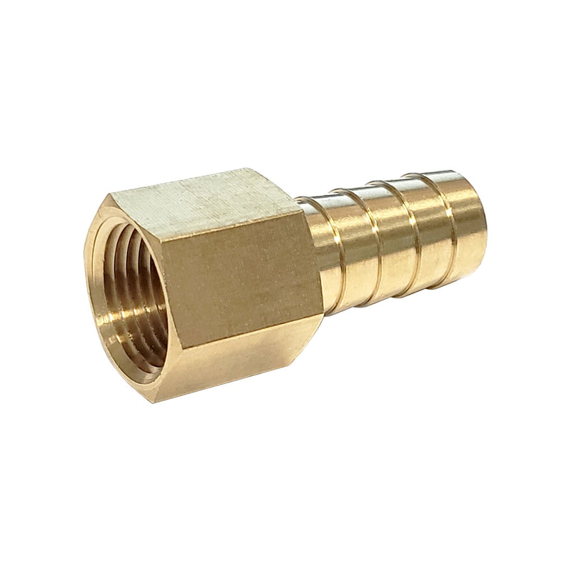 Hose Stem - Heavy-Duty Brass - 1/2" Hose Barb X 3/8"Female Pipe Thread (FPT)