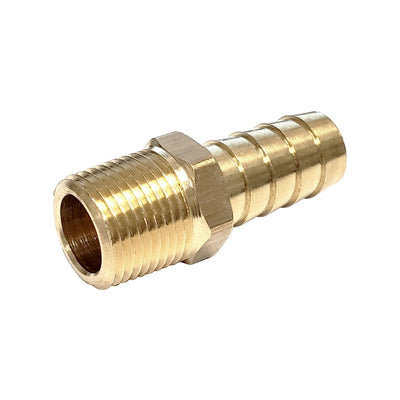 Hose Stem - Heavy-Duty Brass - 1/2" Hose Barb X 3/8"Male Pipe Thread (MPT)
