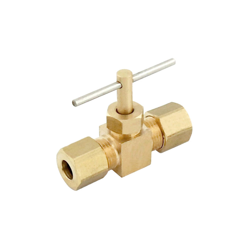 Compression Needle Valve - Heavy-Duty Brass - 1/4" Compression X 1/4" Compression