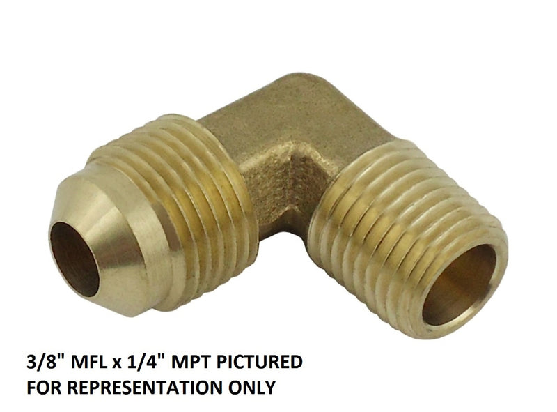 90° Elbow - Heavy-Duty Brass - 3/8"Male Flare (MFL) X 1/4"Male Pipe Thread (MPT)