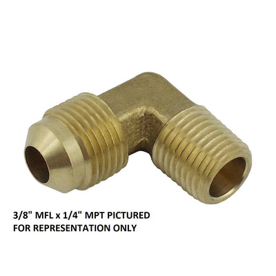 90° Elbow - Heavy-Duty Brass - 1/2"Male Flare (MFL) X 3/8"Male Pipe Thread (MPT)