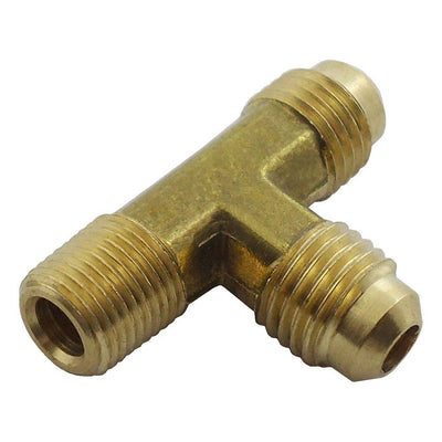 Run Tee - Heavy-Duty Brass - 1/4"Male Flare (MFL) X 1/8"Male Pipe Thread (MPT) X 1/4"Male Flare (MFL)