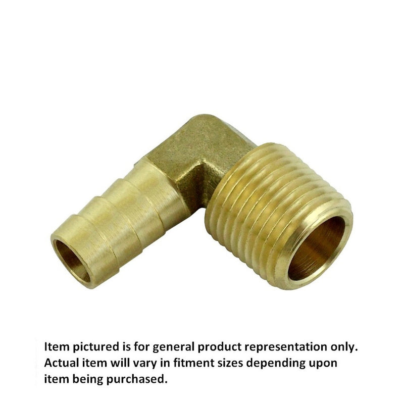 90° Elbow - Heavy-Duty Brass - 1/2" Hose Barb X 1/2"Male Pipe Thread (MPT)