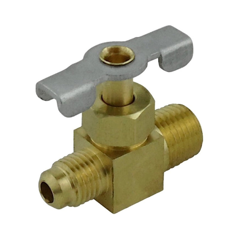 Needle Valve - Heavy-Duty Brass - 1/4"Male Flare (MFL) X 1/4"Male Pipe Thread (MPT)