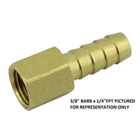 Hose Stem - Heavy-Duty Brass - 3/8" Hose Barb X 1/4"Female Pipe Thread (FPT)