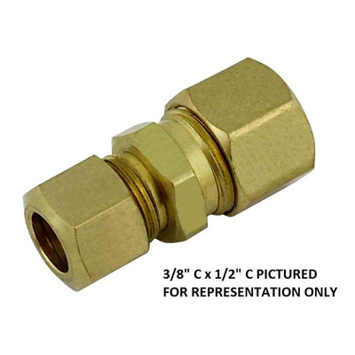 Compression Union - Heavy-Duty Brass - 1/4" Compression X 3/8" Compression